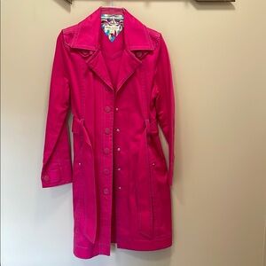 Tommy Hilfiger Pink Trench Coat Fitted Mid-Length